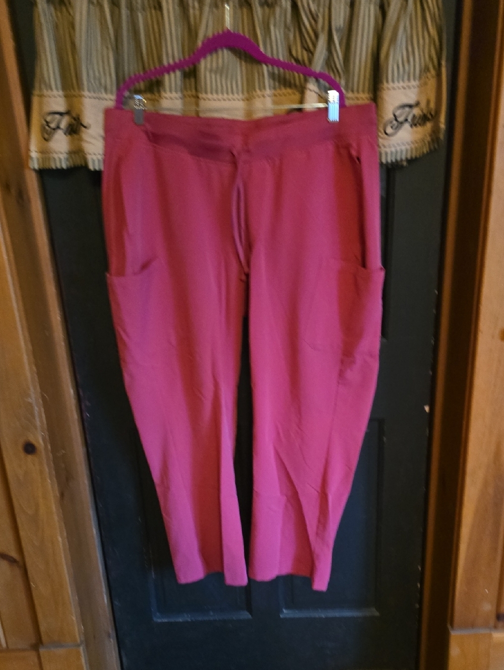 Women’s Pink Drawstring Cargo Scrub Pants